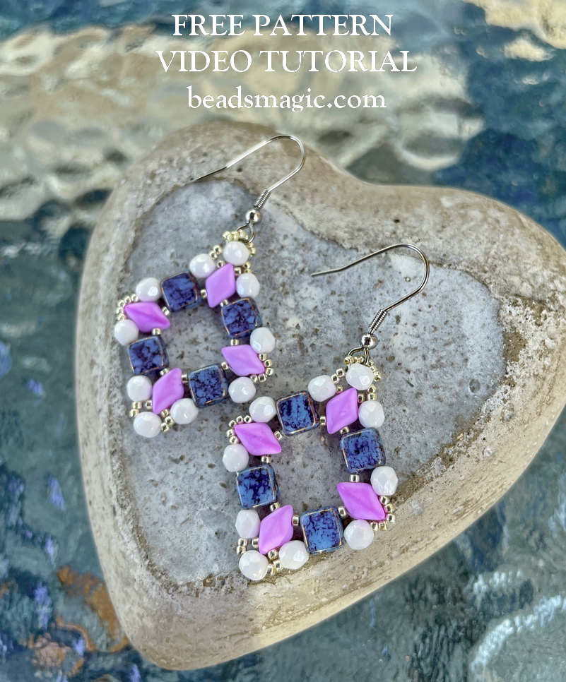 Blog :: News! :: Lisette Earrings Free Pattern Tutorial - Matubo Miniduo  Czech Glass Beads