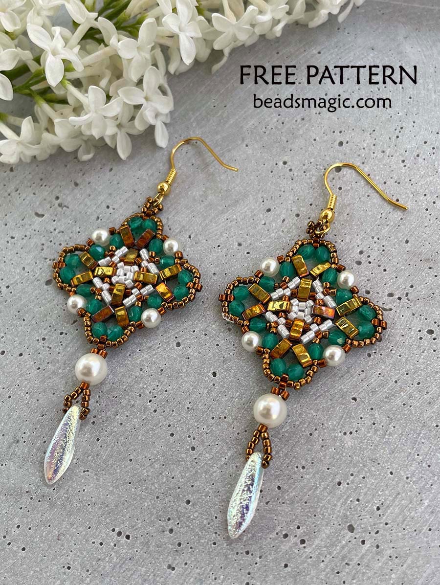 Free pattern for beaded earrings Milagros Beads Magic