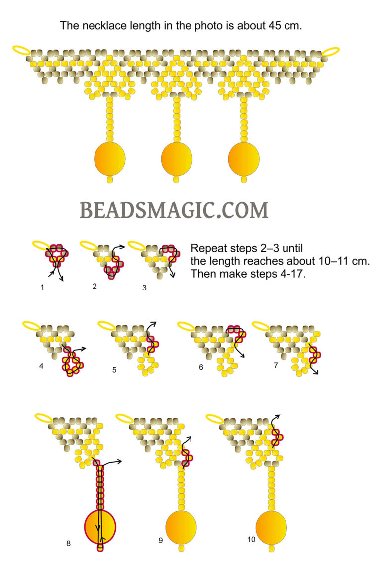 Free beading pattern for necklace Honey Heart | Beads Magic