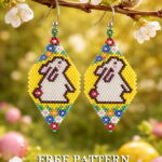 Free Beading Pattern – Easter Bunny Earrings Brick stitch, peyote stitch, delika, miyuki, eastern pattern, bunny, free pattern for earrings, beaded earrings pattern, fire p seed beads Toho, free beading tutorial, bead beginner, seed beads pattern, beaded earrings, video tutorial, bead diagrams, pdf tutorial, bead tutorial, beading pattern, beading tutorial, youtube