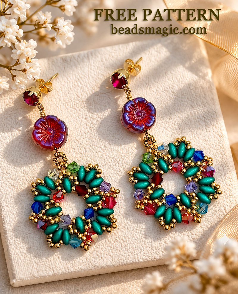 free beading pattern , beadwork, handmade jewelry, IY beading pattern, seed bads, bead weaving techniques, tep-by-step tutorial, handmade beaded earrings, bead weaving patterns, DIY jewelry , handmade gifts, free bead pattern, beading project, free beading tutorial