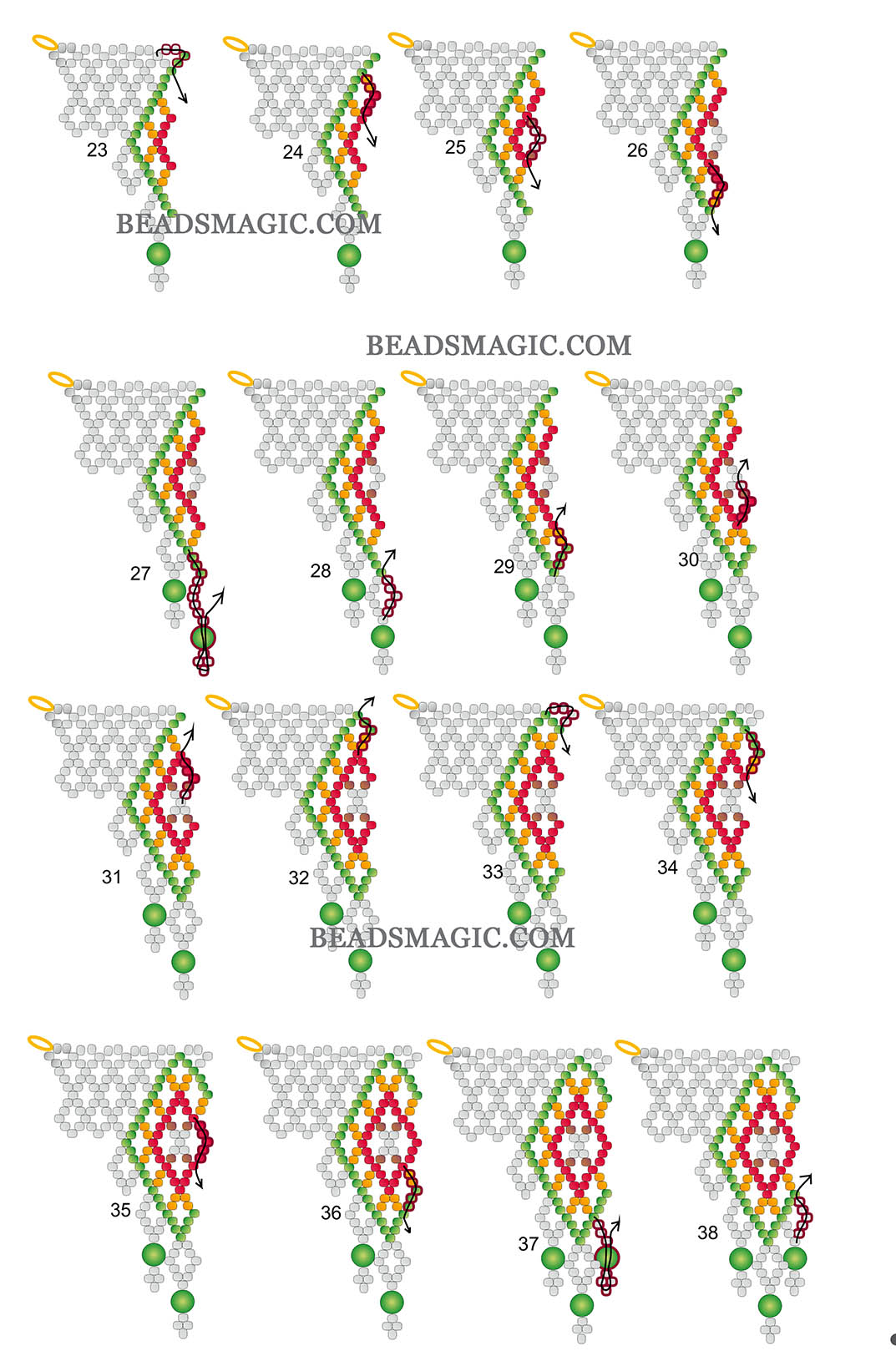 Free beading pattern for necklace, seed beads, round beads, bugles, beaded necklace, basic netting stitch, Bead netting, bead beginner, step-by-step beading instructions, seed beads necklace, beading tutorial, diy jewelry, bead pattern, seed beads necklace pattern, diy necklace, diy beads