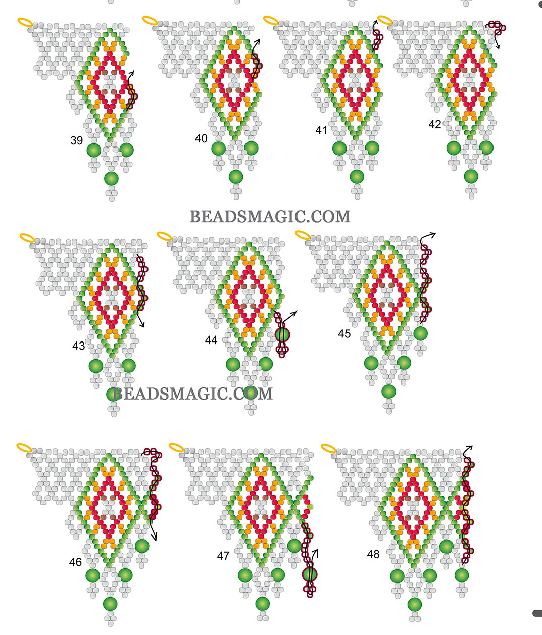 Free beading pattern for necklace, seed beads, round beads, bugles, beaded necklace, basic netting stitch, Bead netting, bead beginner, step-by-step beading instructions, seed beads necklace, beading tutorial, diy jewelry, bead pattern, seed beads necklace pattern, diy necklace, diy beads