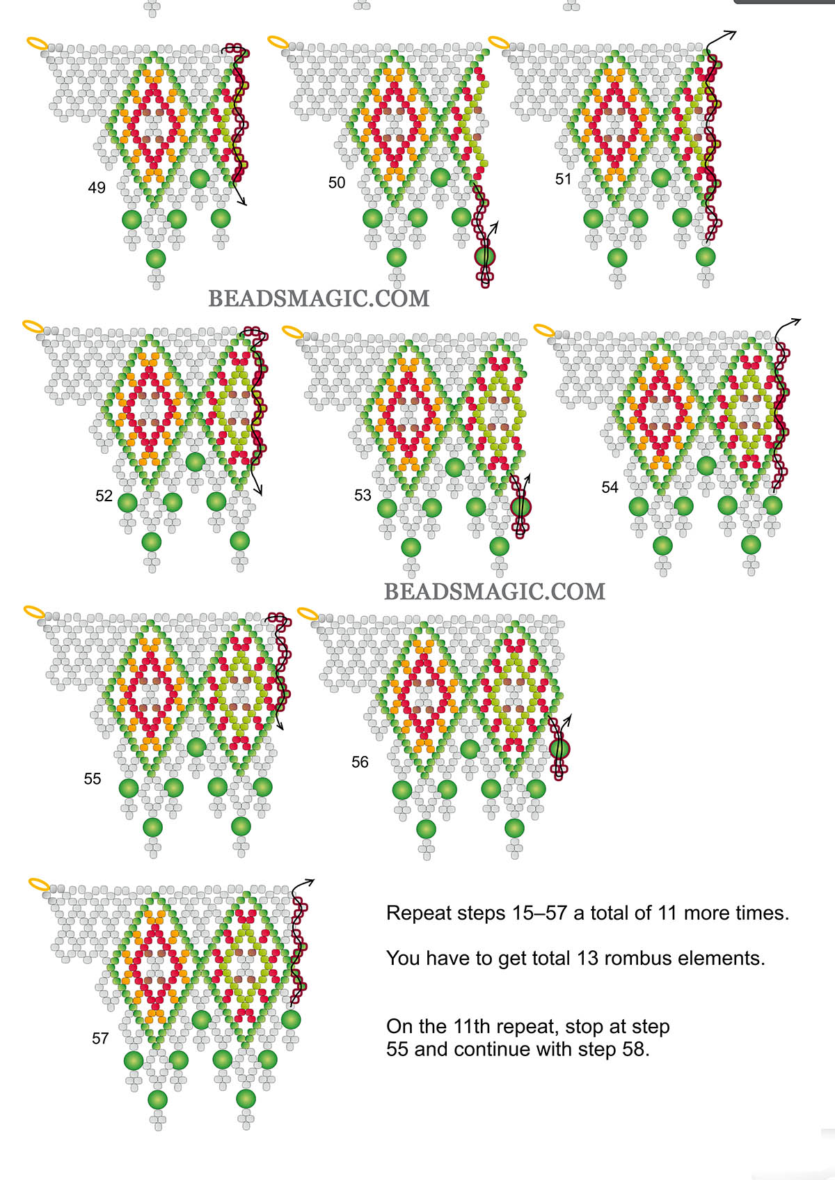 Free beading pattern for necklace, seed beads, round beads, bugles, beaded necklace, basic netting stitch, Bead netting, bead beginner, step-by-step beading instructions, seed beads necklace, beading tutorial, diy jewelry, bead pattern, seed beads necklace pattern, diy necklace, diy beads