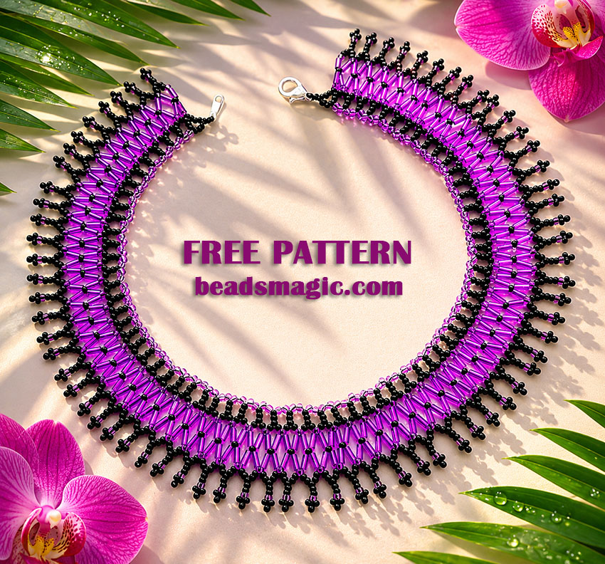 free beading pattern, free beading tutorial, beadwork, beaded necklace, bead pattern, beading tutorial, DIY jewelry, bugle beads, seed beads, bead weaving techniques, beading patterns, free bead pattern, beading project, handmade jewelry, handmade gifts