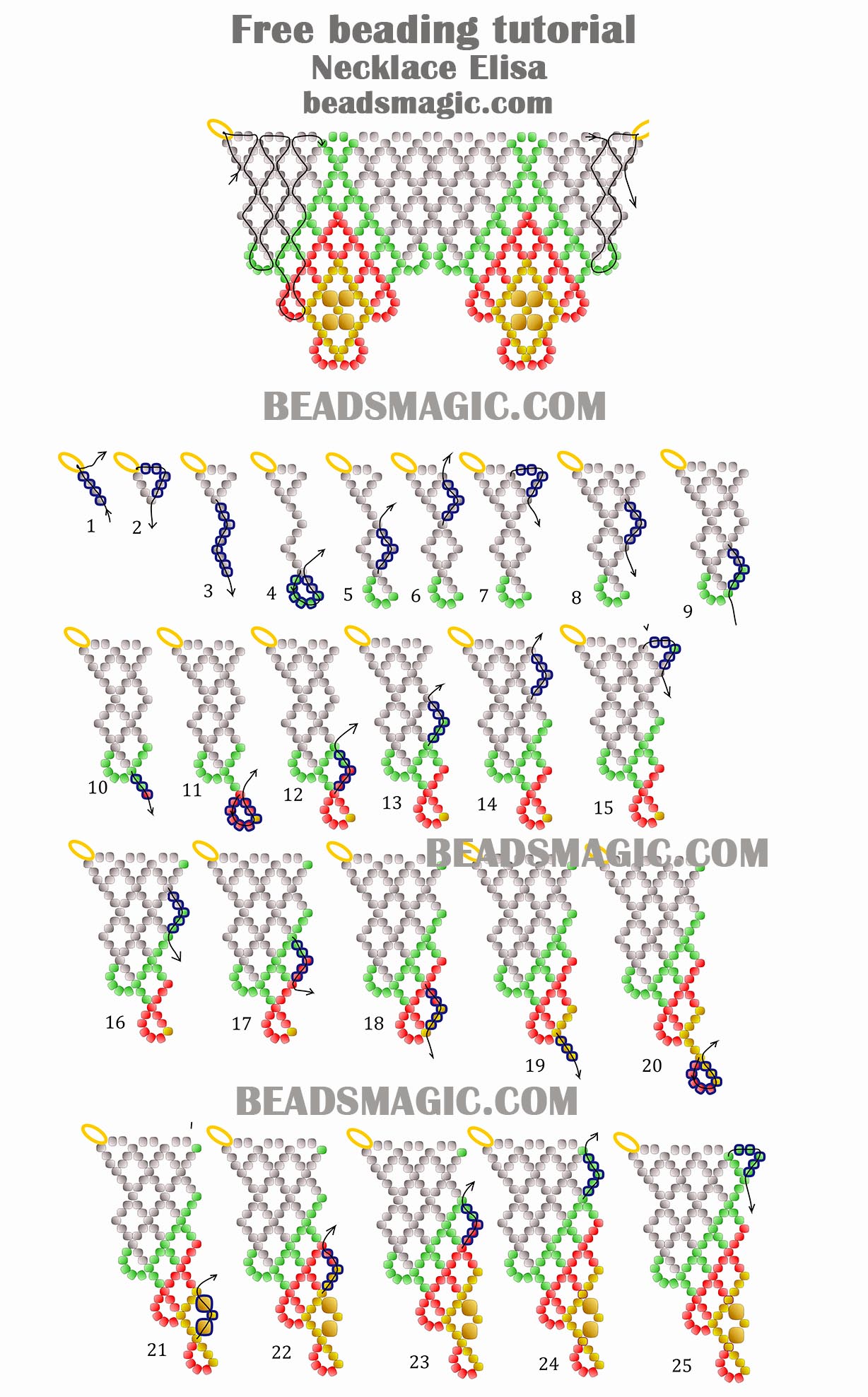free beading tutorial, free beading pattern, beadwork, beaded necklace, bead pattern, beading tutorial, DIY jewelry, bead weaving, bead weaving techniques, bead weaving patterns, seed beads, free bead pattern, beading project, handmade jewelry, handmade gifts, diy neckalce, beadwork, seed beads